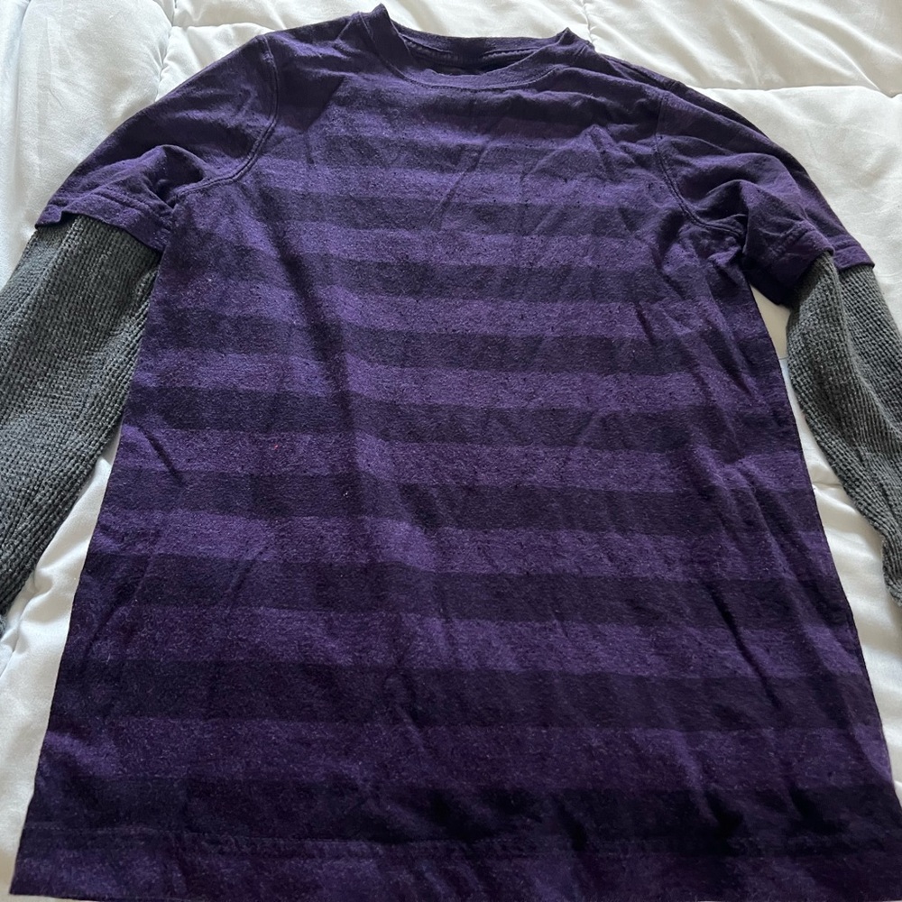 Helix boys Small Long Sleeve striped shirt Purple and Gray Tee skateboard